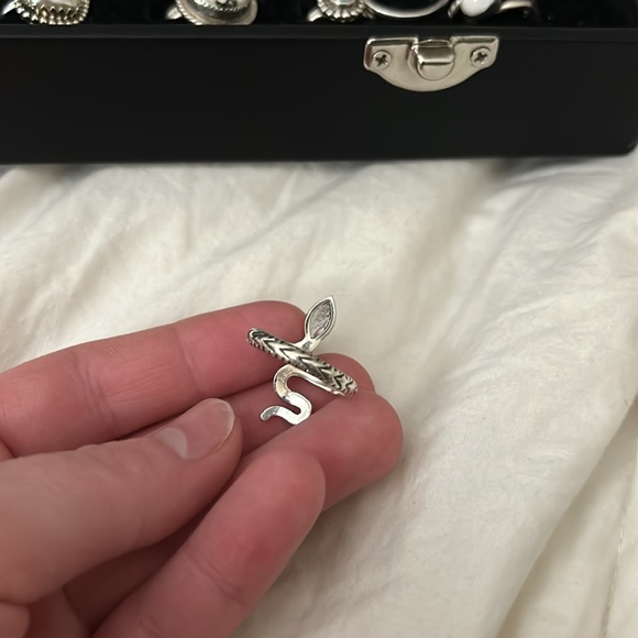 Sterling Silver Snake Ring with Moonstone - Picture 3 of 4